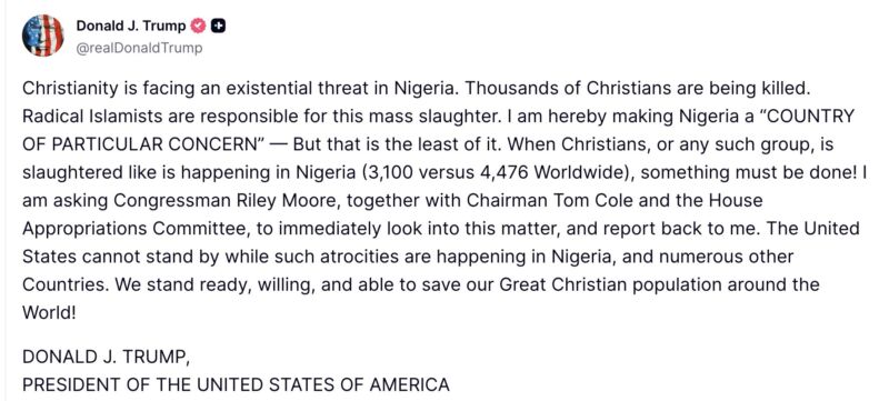 Image for the Tweet beginning: .@realDonaldTrump declares Nigeria a Country